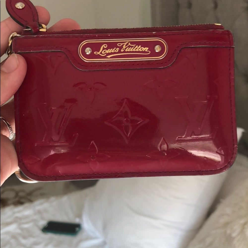 Pink LV wallet key chain